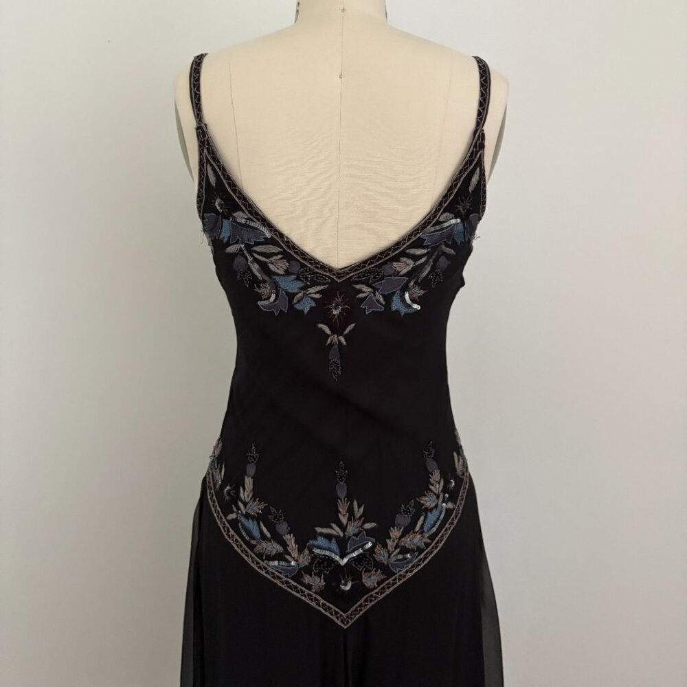 Stenay Y2K Black Silk Beaded Fairy Goth Dress Whimsigoth Fairycore 6 - Picture 6 of 11